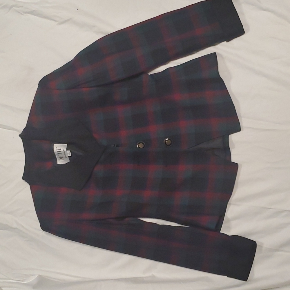 Vintage Petite Green Plaid Blazer Size 2P